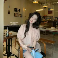 【闵笑一】粉霞 小众设计夏季新款简约圆领波点短袖衬衫女上衣