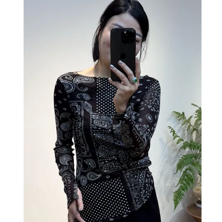 TANTAN 早秋长袖T恤修身显瘦咖色打底衫2898