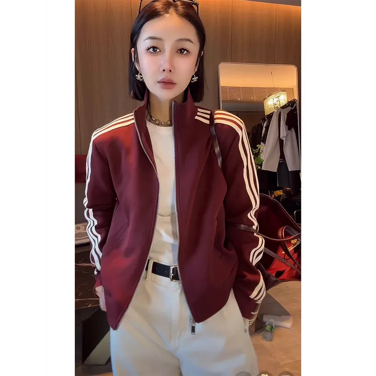 高含棉百搭显瘦开衫卫衣女春季2025新款立领休闲运动拉链外套