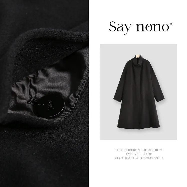 懒猫nono│Saynono 绵羊毛山羊绒长款大衣毛呢外套/BL6899841
