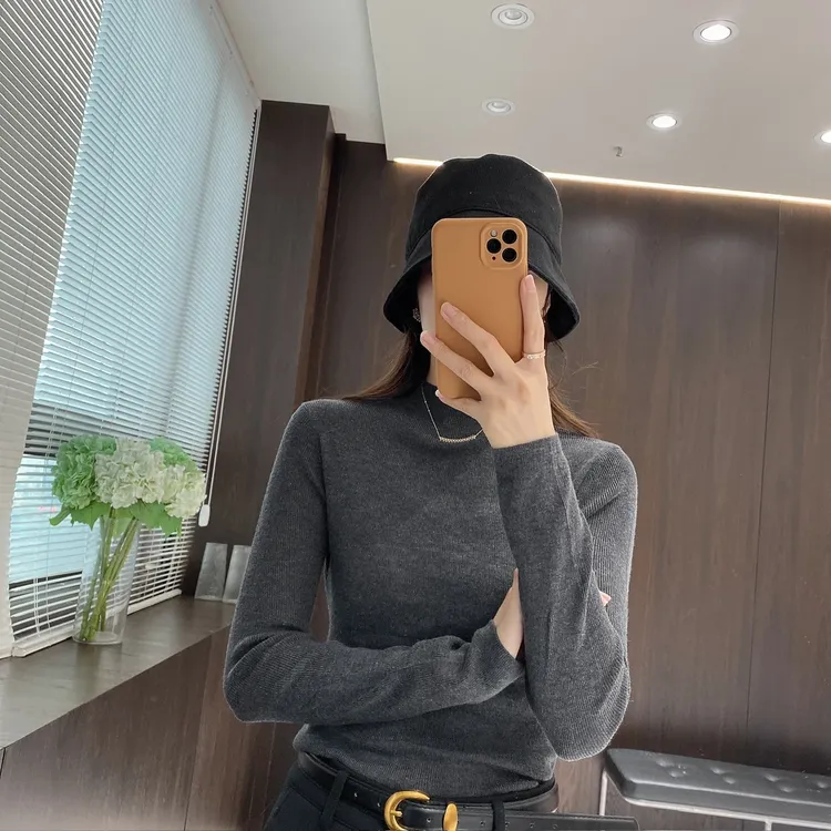 设计感纯色保暖气质打底衫长袖内搭上衣针织毛衣女装打底衫H9-76