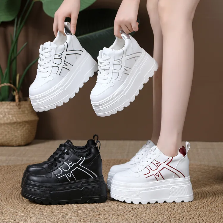【跟高10厘米】厚底内增高小白鞋女鞋2025秋冬季新款百搭时尚休闲鞋