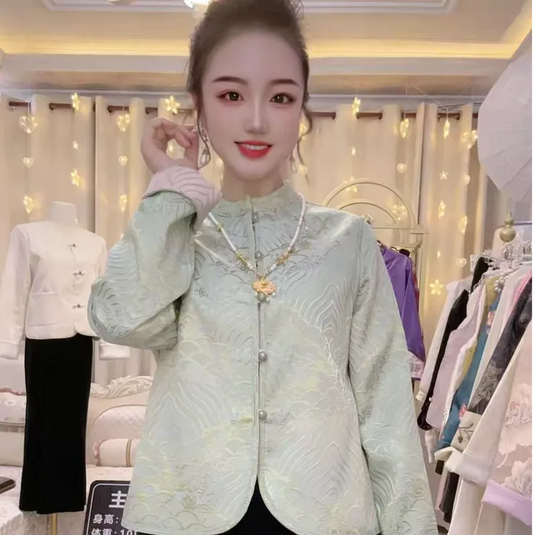 新中式国风外套女2025春秋新款双面穿提花复古气质百搭开衫上衣潮
