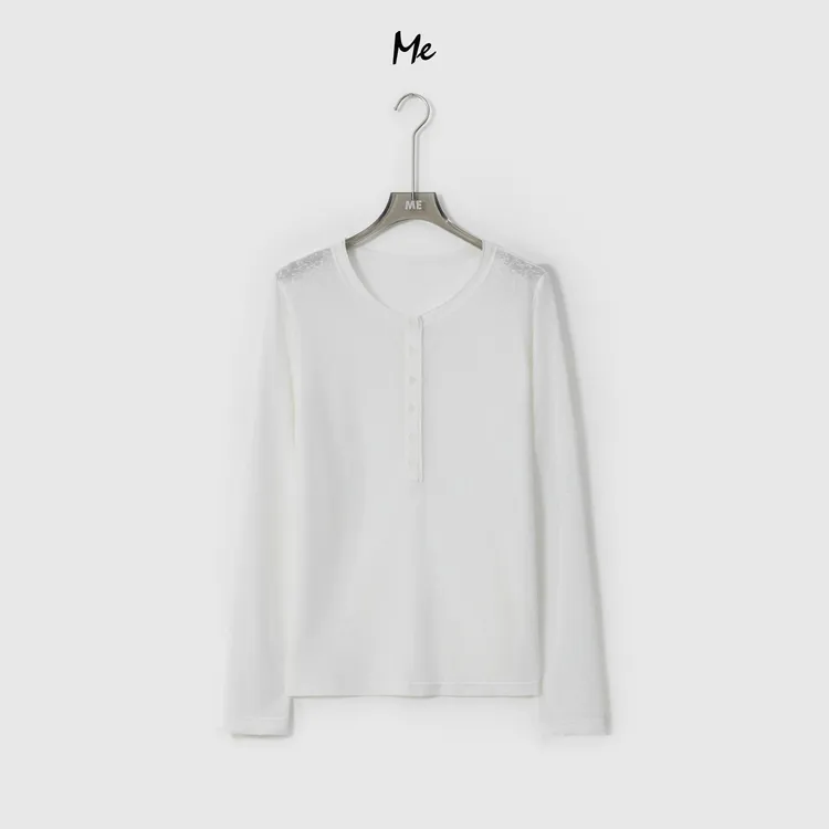 ME【雪花亨利衫】苎麻混纺极简微透时尚百搭宽松休闲上衣MESA0423