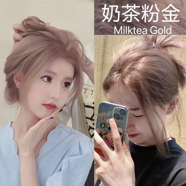 奶茶粉金色染发剂纯泡泡染发膏亚麻灰植物专用自己在家