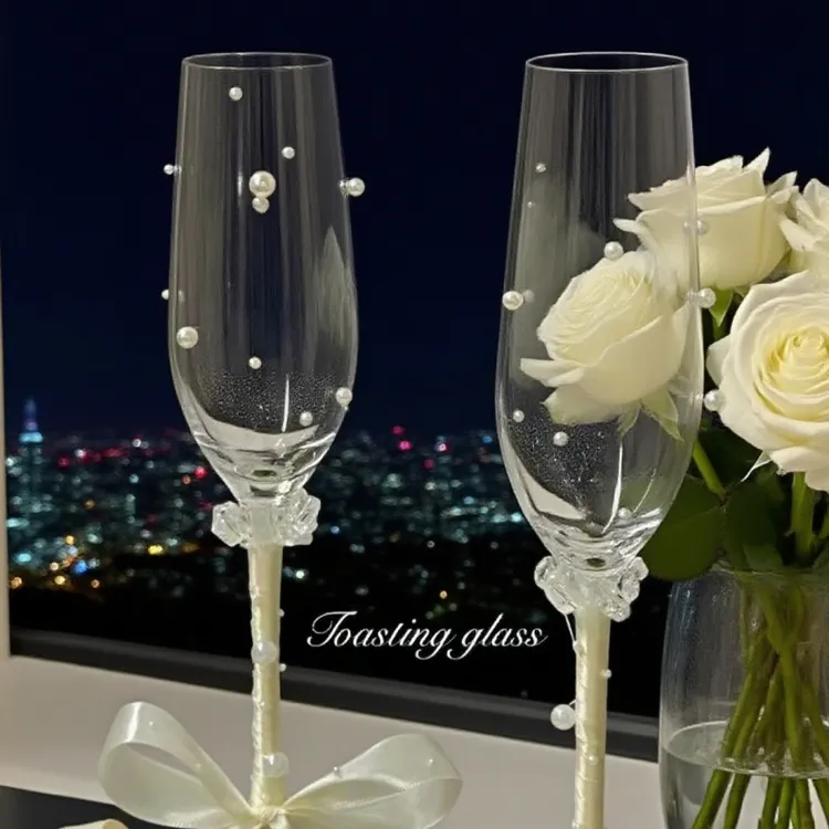 小众少女心碎钻结婚敬酒杯手工diy材料包创意礼品送闺蜜新婚礼物
