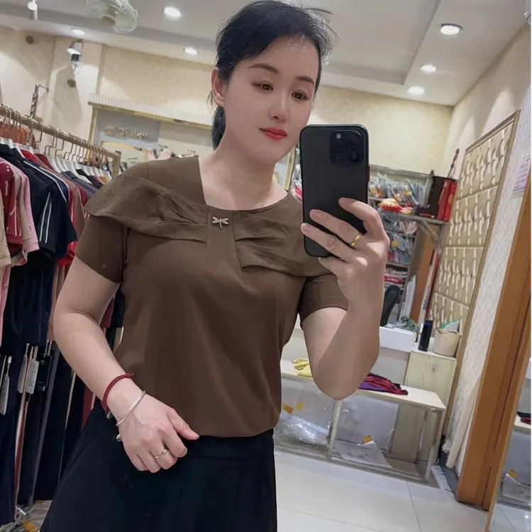 韩版高品质气质高雅短袖T恤6106