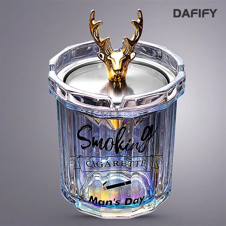 创意个性防风烟灰缸家用不锈钢漏斗防飞灰带盖办公室烟缸时尚烟盅