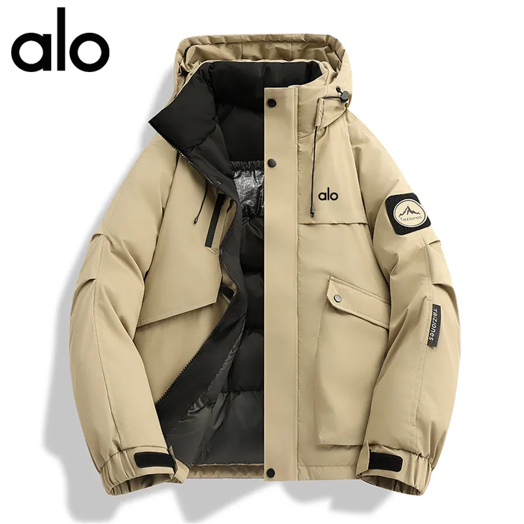 ALO品牌石墨烯棉衣连帽男保暖加厚加绒男士青少年冲锋衣棉服时尚