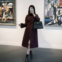 【格一专场专属】女直下摆长袖长款毛呢外套显瘦外套轻奢收腰2627