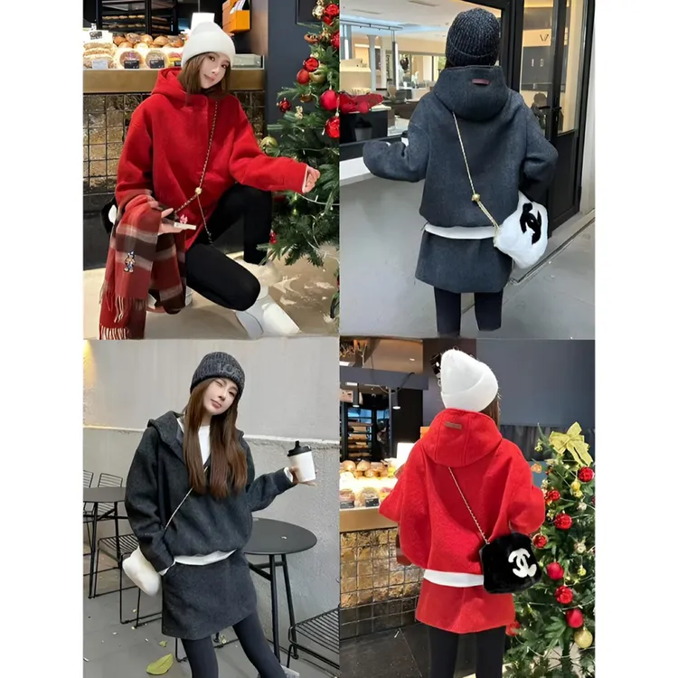 【现货运费险】秋冬新款时尚百搭洋气保暖连帽卫衣+短裙休闲两件套