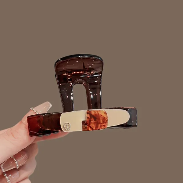 玳瑁色中号抓夹女气质高级感发抓后脑勺盘发鲨鱼夹半扎发夹子