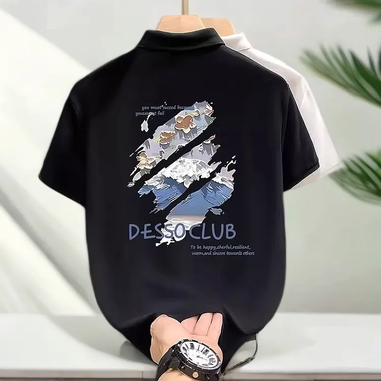 仓石一树夏季短袖polo衫男生翻领衬衫痞帅潮流宽松青少年休闲t恤