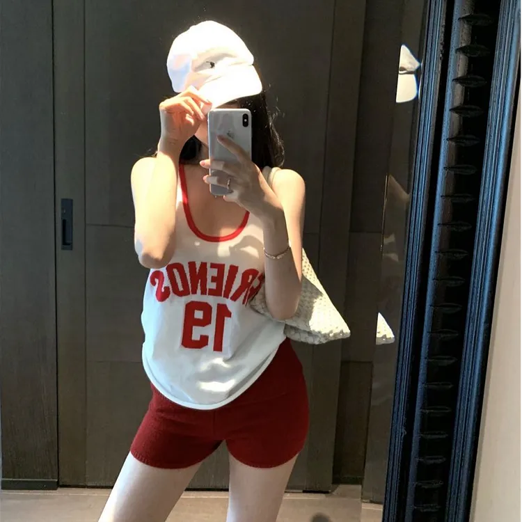 美式复古辣妹吊带背心女外穿2025新款字母印花设计感无袖纯欲上衣