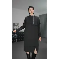 鑫鑫2025秋季新款欧洲站拼接假两件设计感时髦百搭连衣裙3010