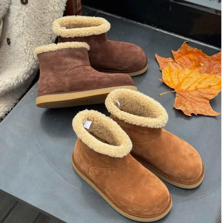 欧货加绒雪地靴羊皮毛一体秋冬新款防滑加厚雪地靴