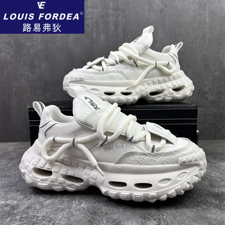 Louis Fordea/路易弗狄【干净感痞帅男鞋】老爹鞋男厚底增高小白鞋