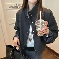 立领百搭毛呢外套欧洲站2025年秋季新款韩版百搭休闲单排扣上衣