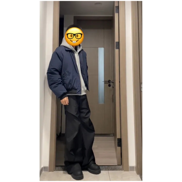 美式藏青色短飞行员夹克棉服男款秋冬夹棉保暖棒球服cleanfit外套