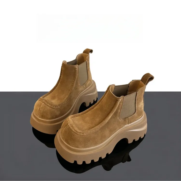 MUQQ2025秋欧版方头厚底时尚马丁靴沙丘废土风经典切尔西轻奢鞋子