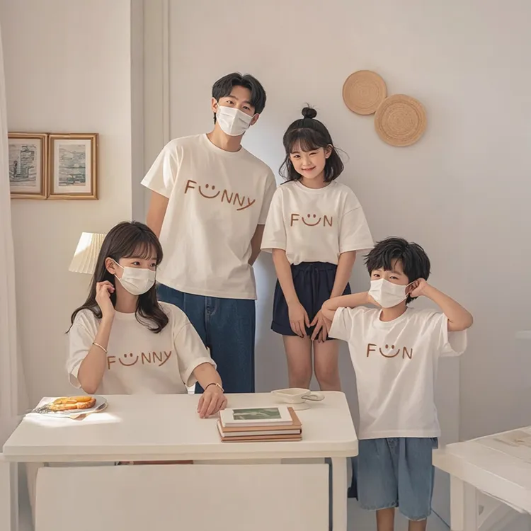 亲子装纯棉T恤衫一家三口四口母女装全家福服装母子装夏季短袖t恤