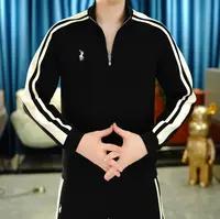 2025男士欧货休闲潮流长袖卫衣修身套头潮牌条纹小标上衣WY2011