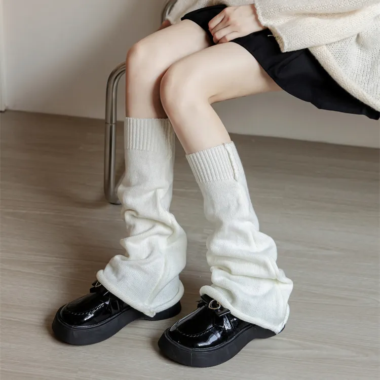 45厘米堆堆袜套不带脚毛线针织款喇叭腿套jk校供感小腿堆堆袜