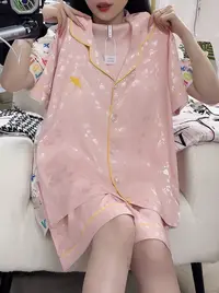 家居服套装薄款睡衣带胸垫夏季粉仙女套装甜美夏天短裤