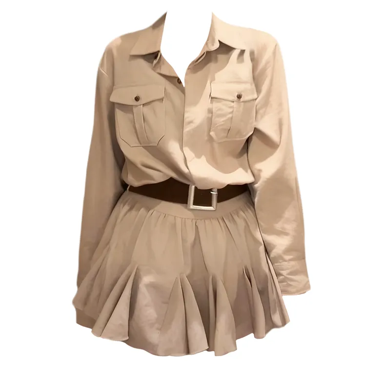 大码胖MM复古风Polo领衬衫连衣裙女秋季收腰A字裙高级感气质短裙