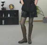 【U.M】小羊皮短裤裙裤显瘦小A摆中高腰百搭简约皮短裤