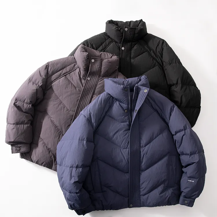 冬季男立领羽绒服精品国标90白鸭绒情侣款短款休闲立体剪裁面包服