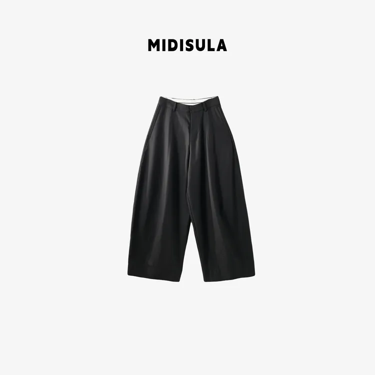 MDSL·时尚新款高级垂感宽松后三角单扣阔腿西裤01610