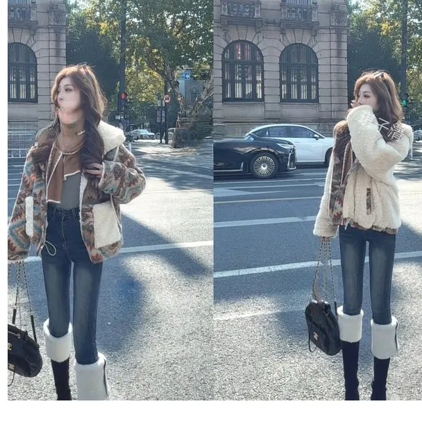 【琪子清定制】秋冬季高级感正反两穿2025新款毛绒加厚连帽小个子