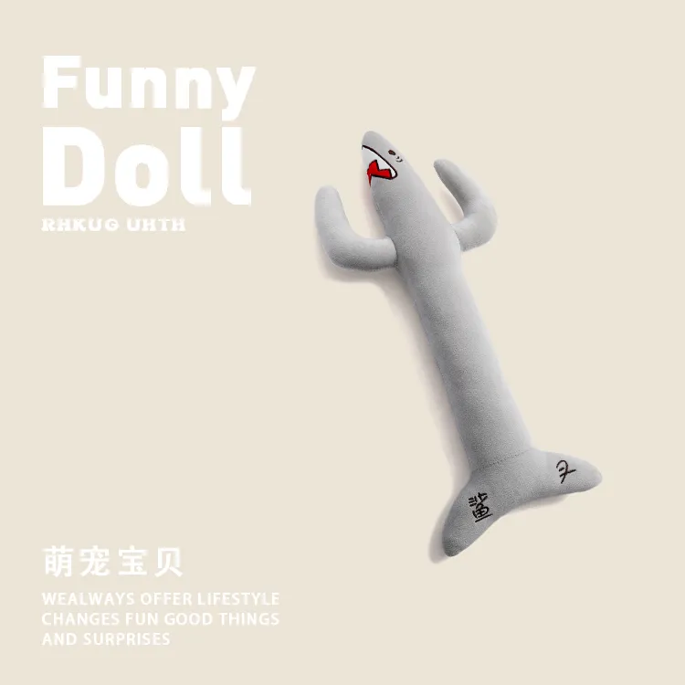 卡通创意鲨叉玩偶谐音梗网红毛绒玩具儿童搞怪有趣毛绒玩具布娃娃