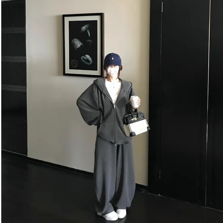【王爆爆专属】2025早秋老钱亲肤针织连帽卫衣+长裤套装两件套  60012