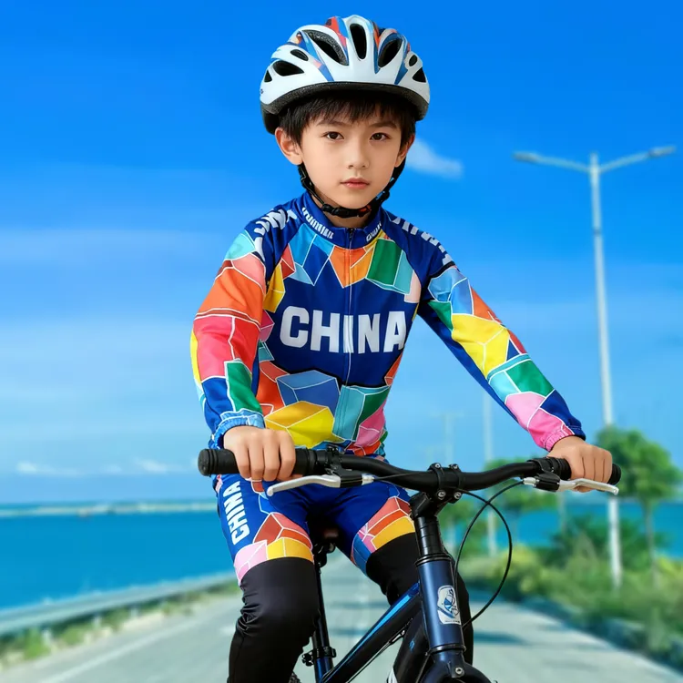 春夏秋儿童骑行服长短袖套装速干透气平衡车自行车单车服轮滑服装