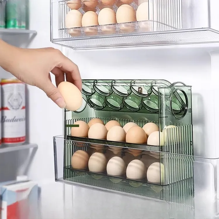 新款自动翻盖鸡蛋盒家用冰箱侧开门整理盒鸡蛋收纳专用厨房保鲜装