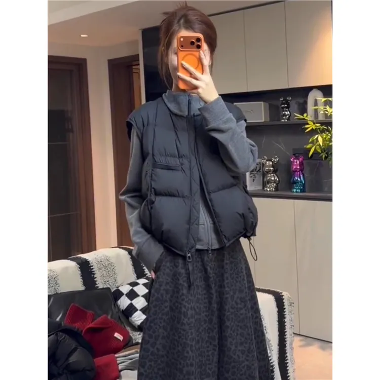 爆款马甲女短款坎肩冬季羽绒新款洋气宽松保暖白鸭绒马夹背心外穿