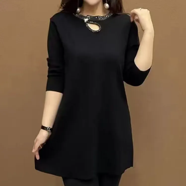 长袖百搭新款气质高档2025毛衣中长款针织衫妈妈装减龄中老年上衣