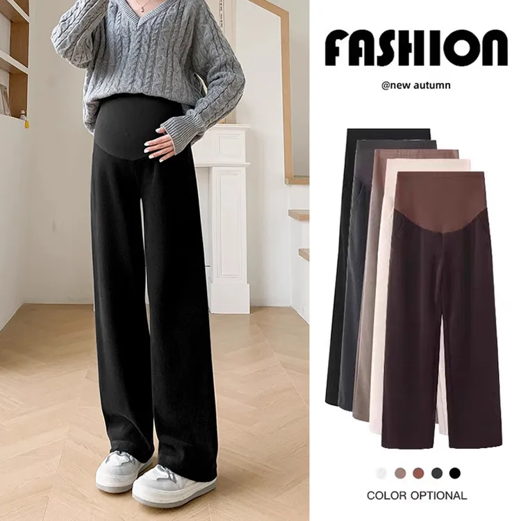 孕妇裤秋冬款孕妇裤外穿加绒加厚保暖孕妇阔腿裤孕妇装冬装