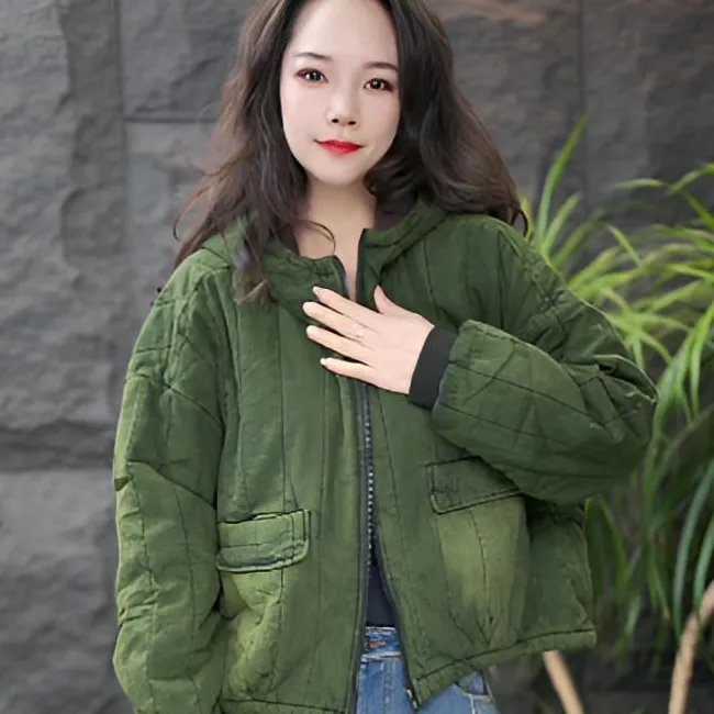 JJ【拉链棉衣】保暖连帽常规长袖领棉服棉衣女士炒色上衣短款