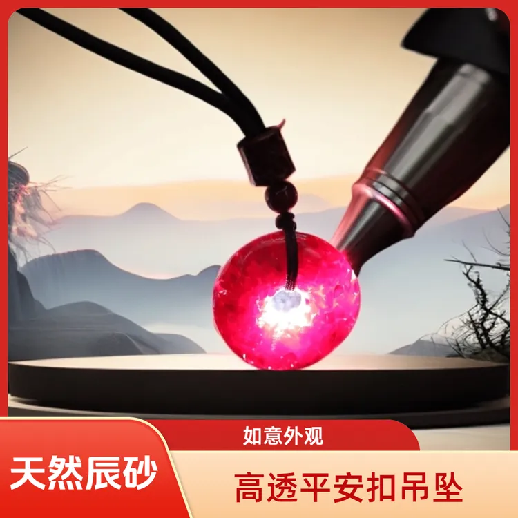 天然辰砂原产地马仙溪高透晶体平安扣吊坠