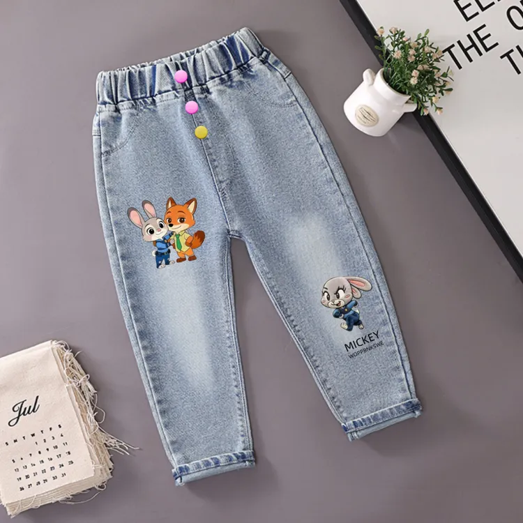 女童牛仔裤春秋季儿童休闲长裤女宝宝2026春季新款百搭弹力裤子