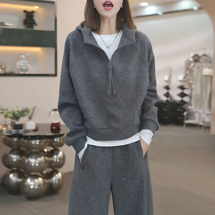 休闲风时尚连帽卫衣女2025秋季新款网红款韩版宽松版运动帽衫上衣