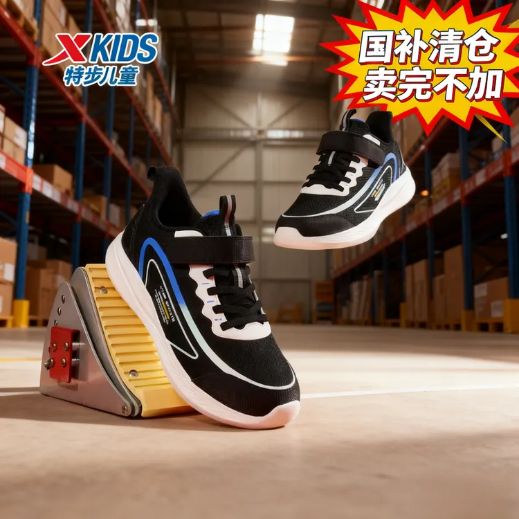 【国补清仓福利】特步儿童四季密网大童跑鞋减震耐磨运动鞋9286