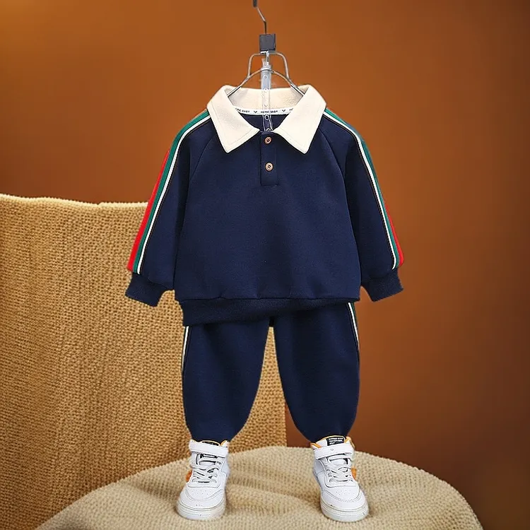 男童套装春秋季2024新款帅气儿童秋装polo衫裤子卫衣两件套童装潮
