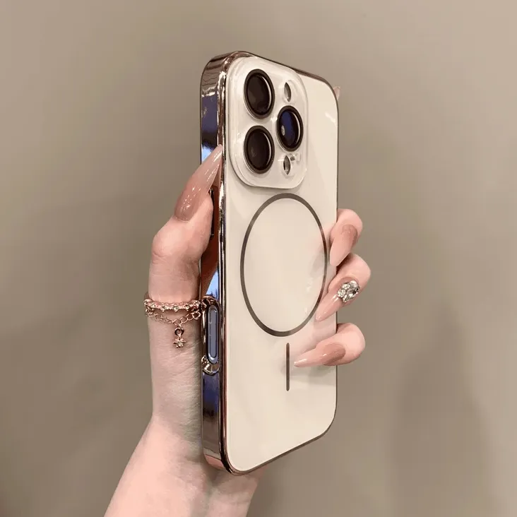 冰感钢化玻璃壳适用苹果16promax手机壳iPhone15自带镜头膜14磁吸