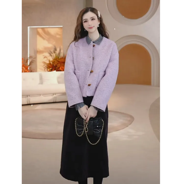 COCO BECCI【葡萄软酪】90鸭内胆绵羊毛保暖羽绒外套CFXYD200277