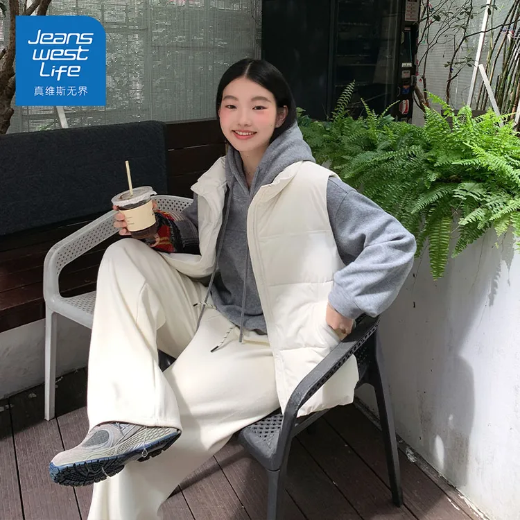 真维斯无界加厚保暖马甲背心棉服女2025年新款冬季宽松立领外套潮