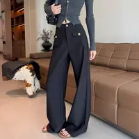 黑色阔腿裤女春秋新款高腰垂感窄版西装裤休闲直筒慵懒松弛感裤子